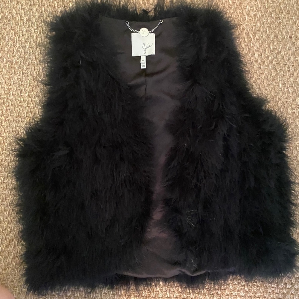 Joie black feathered vest